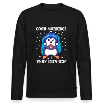 Good Morning? - Men's Premium Organic Long Sleeve Shirt - black - Front - Nico (187cm)