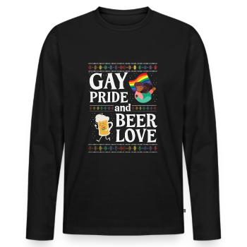 Gay Pride and Beer Love - Men's Premium Organic Long Sleeve Shirt - black - Front - Nico (187cm)