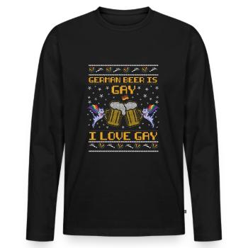 German Beer is Gay - I love Gay - Men's Premium Organic Long Sleeve Shirt - black - Front - Nico (187cm)
