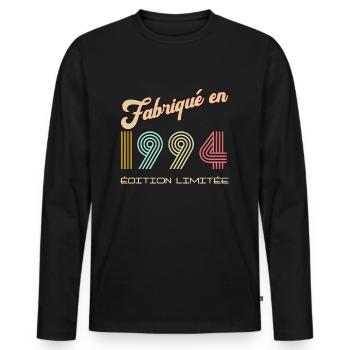 Fabriqué en 1994 vintage anniversaire Homme - T-shirt manches longues Premium bio Homme - noir - Devant - Nico (187cm)
