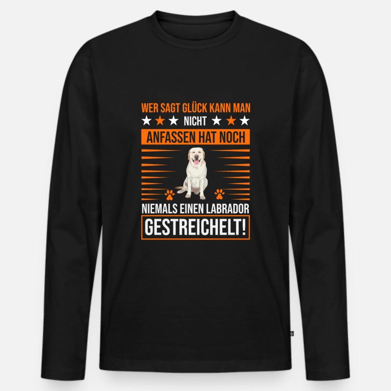 Labrador streicheln - Männer Premium Bio Langarmshirt - Schwarz