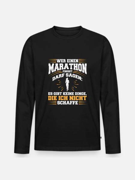 Marathon Finisher: Ich schaffe alles - MĂ€nner Premium Bio Langarmshirt - Schwarz