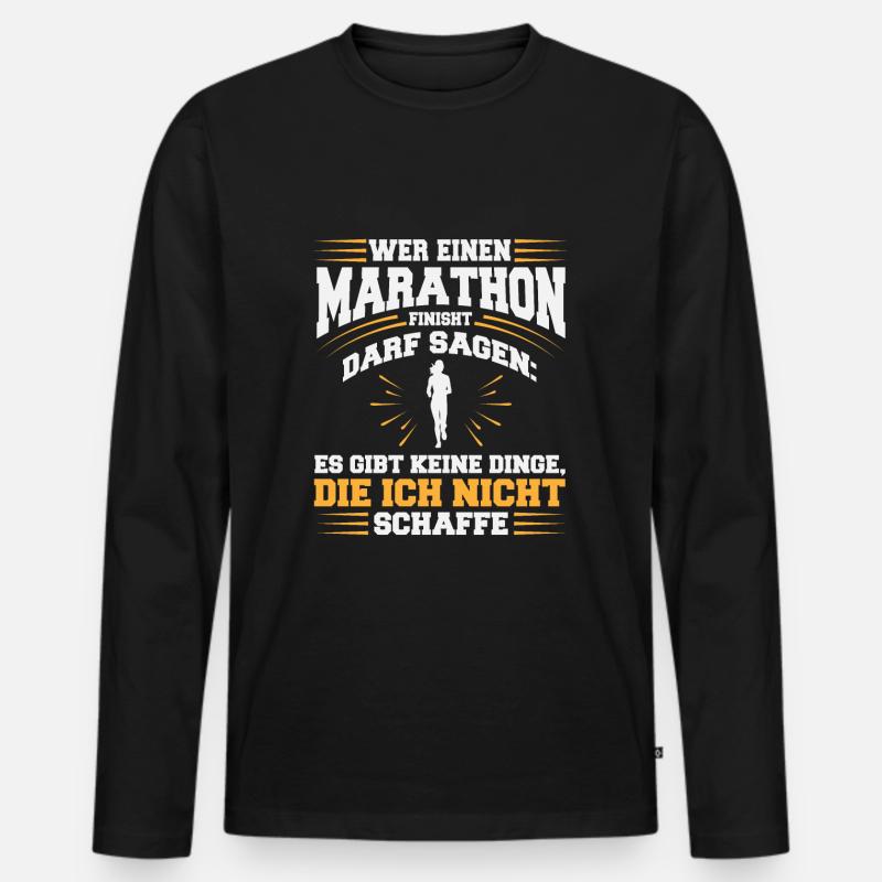 Marathon Finisher: Ich schaffe alles - Männer Premium Bio Langarmshirt - Schwarz