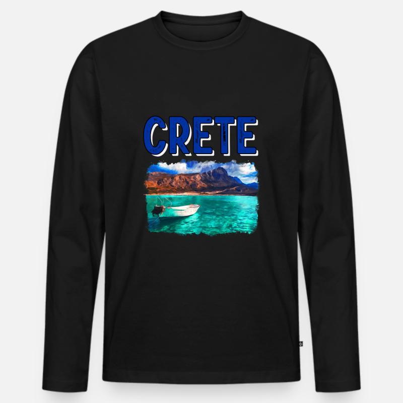 Crete - Männer Premium Bio Langarmshirt - Schwarz