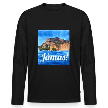 Salutations en grec - T-shirt manches longues Premium bio Homme - noir - Devant - Nico (187cm)