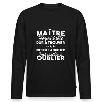 Maître formidable, Cadeau Maître école - T-shirt manches longues Premium bio Homme - noir - Devant - Nico (187cm)