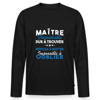 Maître formidable, Cadeau Maître école - T-shirt manches longues Premium bio Homme - noir - Devant - Nico (187cm)