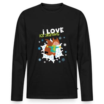 Eiskunstlaufen Eistanz Kostüm Schlittschuhe - Männer Premium Bio Langarmshirt - Schwarz - Vorne - Nico (187cm)