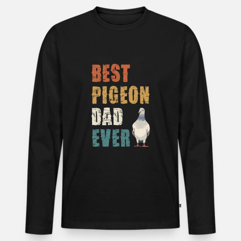 Bester Tauben Papa Aller Zeiten - Männer Premium Bio Langarmshirt - Schwarz