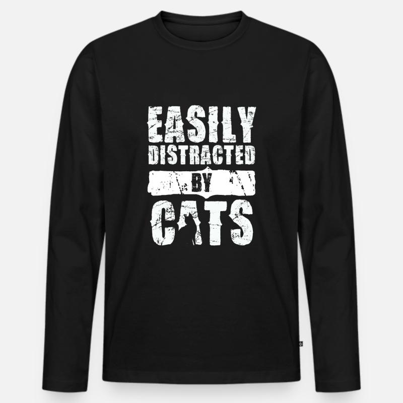 Leicht Ablenkbar Durch Katzen - Männer Premium Bio Langarmshirt - Schwarz