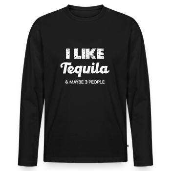 J’adore la tequila et peut-être 3 personnes - T-shirt manches longues Premium bio Homme - noir - Devant - Nico (187cm)