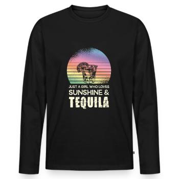 Ein Mädchen, Das Sonne Und Tequila Liebt - Männer Premium Bio Langarmshirt - Schwarz - Vorne - Nico (187cm)