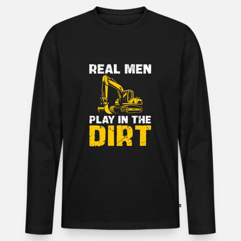 Echte Männer Spielen Im Dreck - Männer Premium Bio Langarmshirt - Schwarz