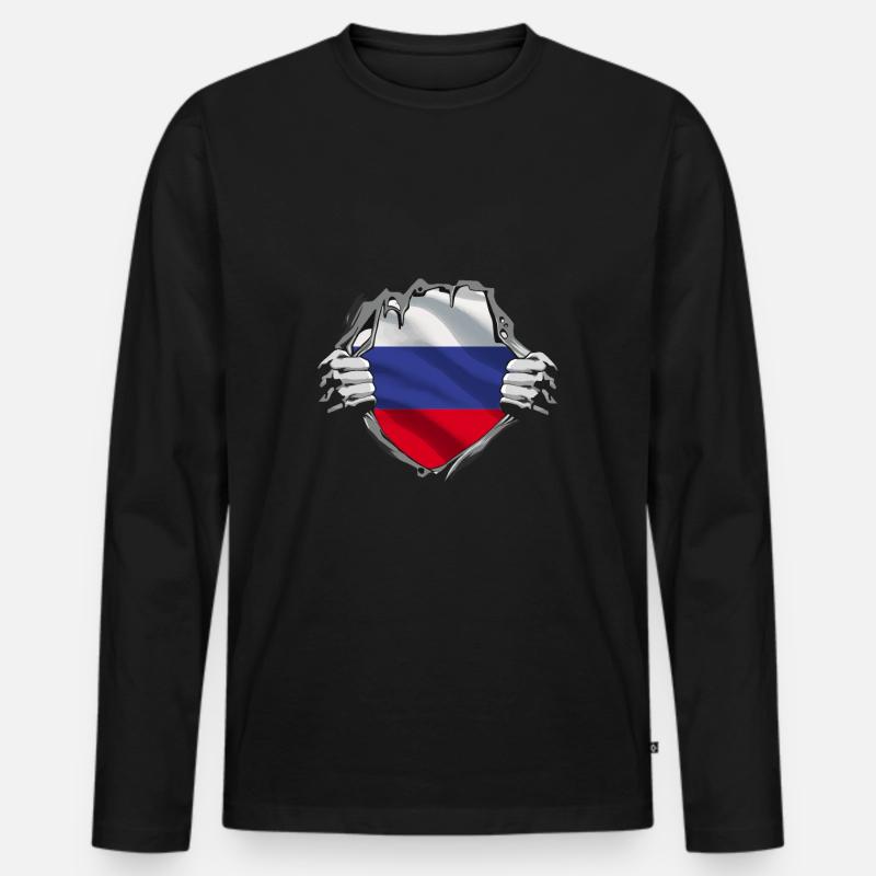 Dévoilement du drapeau russe - T-shirt manches longues Premium bio Homme - noir