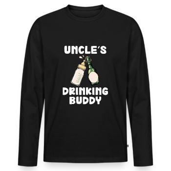 Uncle's Drinking Buddy Funny Motif - Men's Premium Organic Long Sleeve Shirt - black - Front - Nico (187cm)
