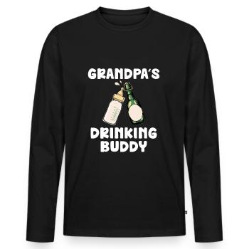Grandpa's Drinking Buddy Funny Motif - Men's Premium Organic Long Sleeve Shirt - black - Front - Nico (187cm)