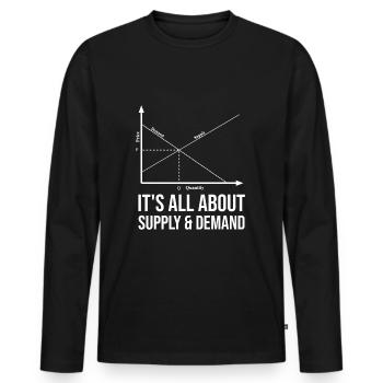Es Geht Um Angebot Und Nachfrage - Männer Premium Bio Langarmshirt - Schwarz - Vorne - Nico (187cm)