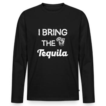 Ich Bringe Den Tequila Party Spruch - Männer Premium Bio Langarmshirt - Schwarz - Vorne - Nico (187cm)