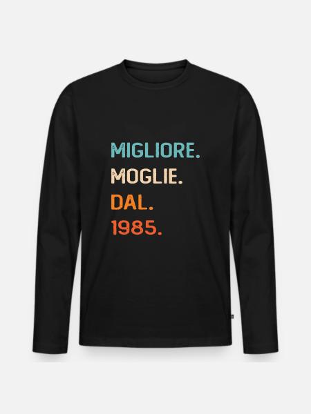 Ehefrau seit 1985 - Männer Premium Bio Langarmshirt - Schwarz