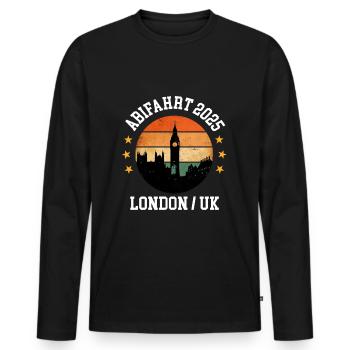 London 2025 Abifaht Abi Reise Abitur Fahrt England - Männer Premium Bio Langarmshirt - Schwarz - Vorne - Nico (187cm)