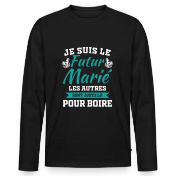 Je suis le futur marié humour cadeau futur marié - T-shirt manches longues Premium bio Homme - noir - Devant - Nico (187cm)