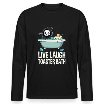 Live Laugh Grille-pain Bain Meme Drôle - T-shirt manches longues Premium bio Homme - noir - Devant - Nico (187cm)