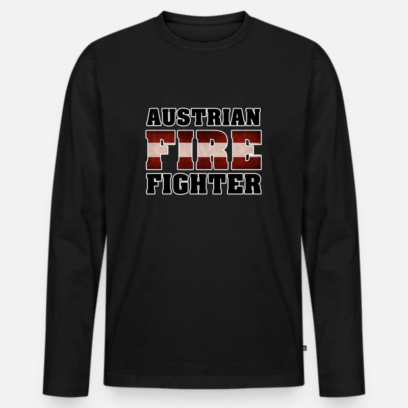 Austrian Fire Fighter - Männer Premium Bio Langarmshirt - Schwarz