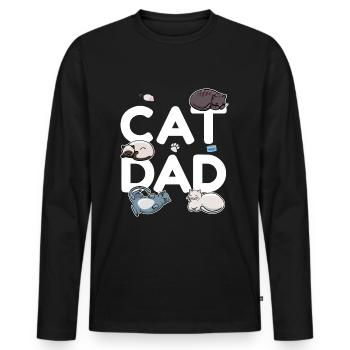 Cat Dad - Katze Katzenmann Papa Miezekatze Miau - Männer Premium Bio Langarmshirt - Schwarz - Vorne - Nico (187cm)
