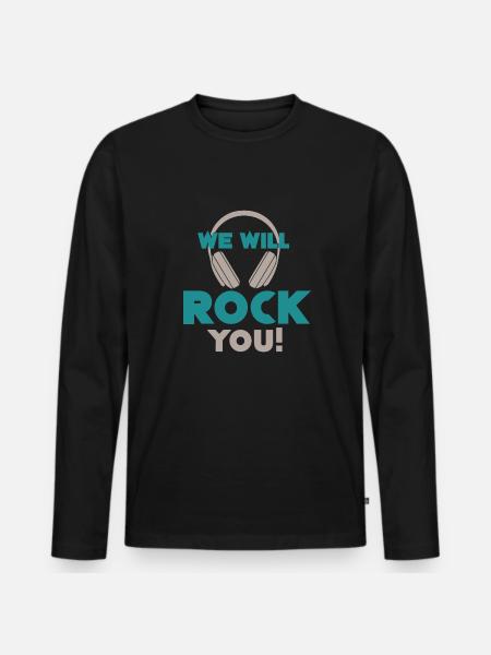 Musikschule Rock - Männer Premium Bio Langarmshirt - Schwarz