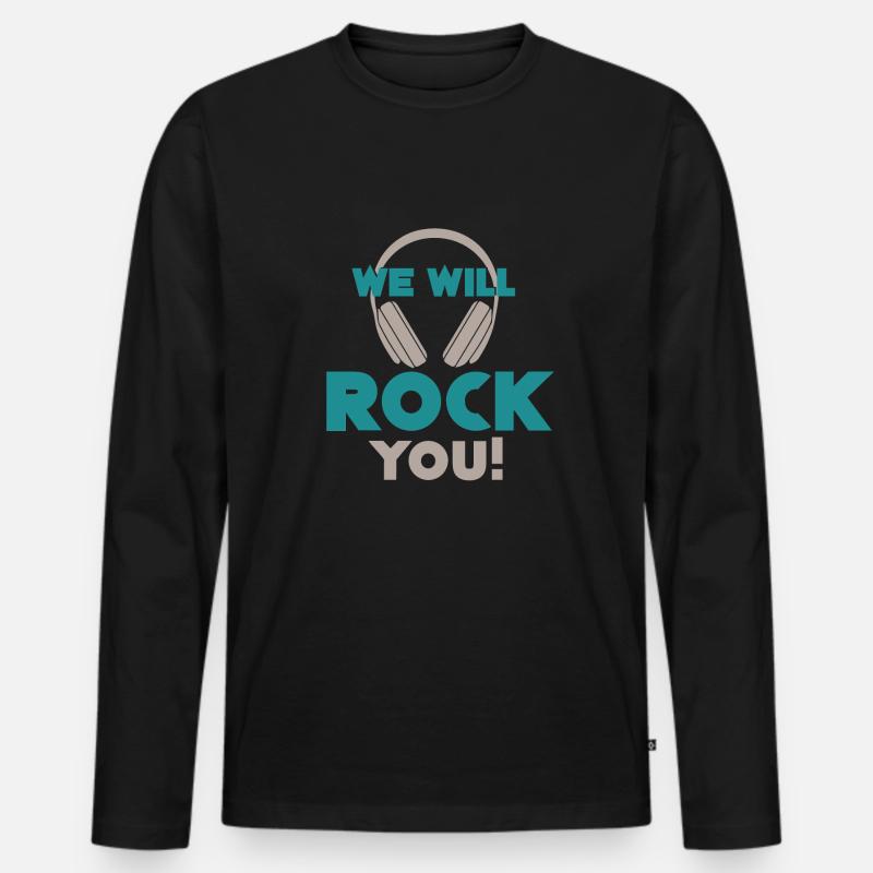 Musikschule Rock - Männer Premium Bio Langarmshirt - Schwarz