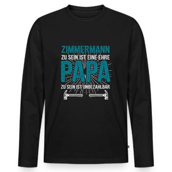 Zimmermann Zimmerer Papa Holz - Männer Premium Bio Langarmshirt - Schwarz - Vorne - Nico (187cm)