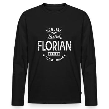 FLORIAN personalisierte Geschenk Vorname Florian - Männer Premium Bio Langarmshirt - Schwarz - Vorne - Nico (187cm)