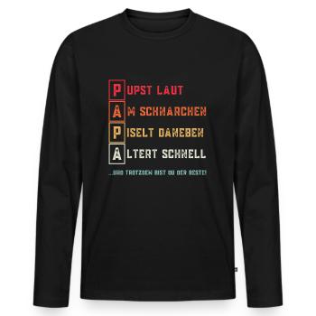 PAPA Lustiger Spruch zum Vatertag für Väter Papas - Männer Premium Bio Langarmshirt - Schwarz - Vorne - Nico (187cm)