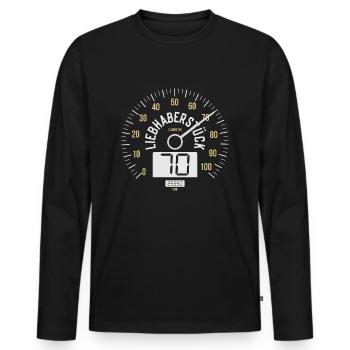 70 JAHRE TACHO 1953 OLDTIMER 70. GEBURTSTAG - Männer Premium Bio Langarmshirt - Schwarz - Vorne - Nico (187cm)