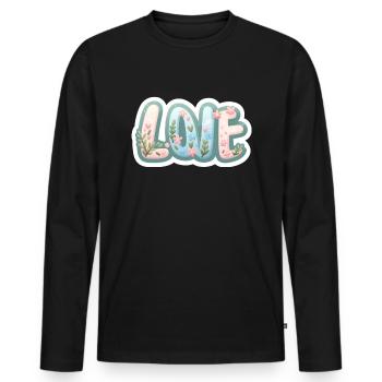 Love Floral Spring Design Valentine's Day - Men's Premium Organic Long Sleeve Shirt - black - Front - Nico (187cm)