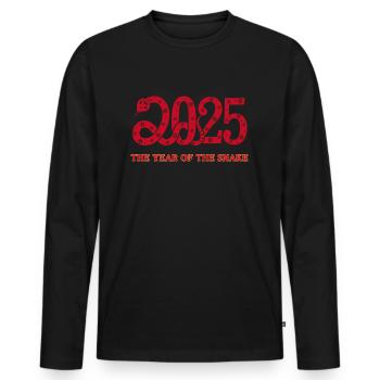 The Year Of The Snake 2025 - Chinese Year - Men's Premium Organic Long Sleeve Shirt - black - Front - Nico (187cm)