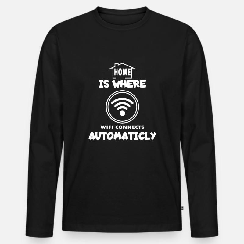 WiFi - Männer Premium Bio Langarmshirt - Schwarz