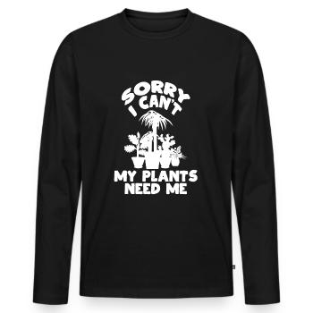 Mes plantes - T-shirt manches longues Premium bio Homme - noir - Devant - Nico (187cm)