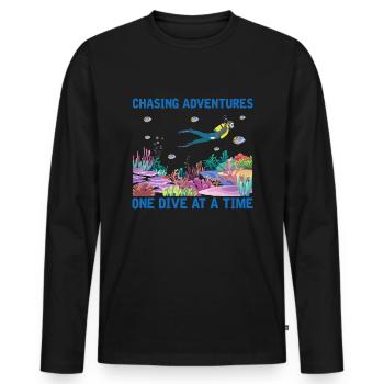 Diving Adventure Divers Sea Ocean - Men's Premium Organic Long Sleeve Shirt - black - Front - Nico (187cm)