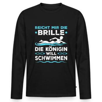 Schwimm Bademeisterin Königin Schwimmen - Männer Premium Bio Langarmshirt - Schwarz - Vorne - Nico (187cm)
