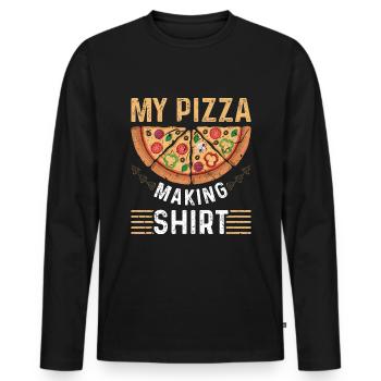 Pizza Bäcker Männer Vintage Pizza - Männer Premium Bio Langarmshirt - Schwarz - Vorne - Nico (187cm)