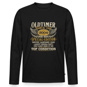 Vintage 2004 Vintage Born Birthday Gift - Men's Premium Organic Long Sleeve Shirt - black - Front - Nico (187cm)