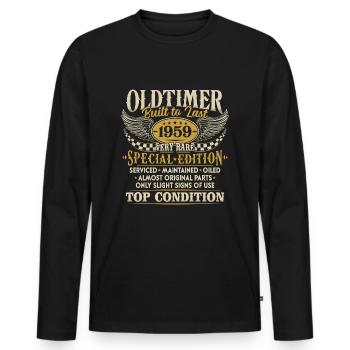 Oldtimer 1959 Jahrgang geboren Geburtstag Geschenk - Männer Premium Bio Langarmshirt - Schwarz - Vorne - Nico (187cm)