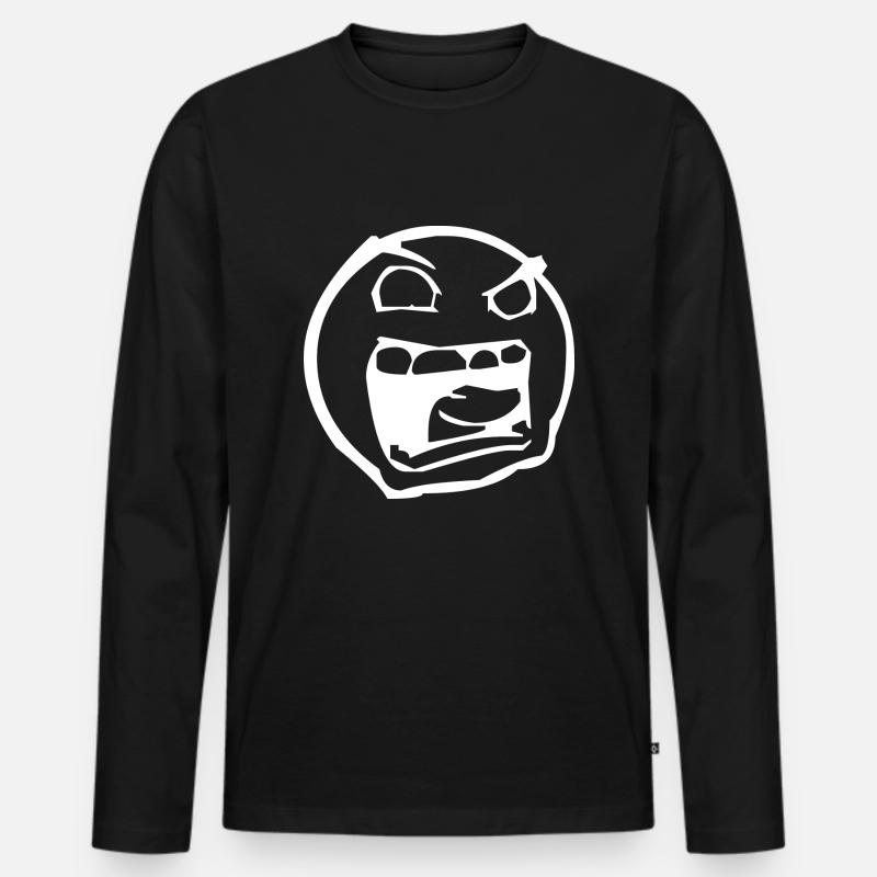 Smiley Sauer weiß - Männer Premium Bio Langarmshirt - Schwarz