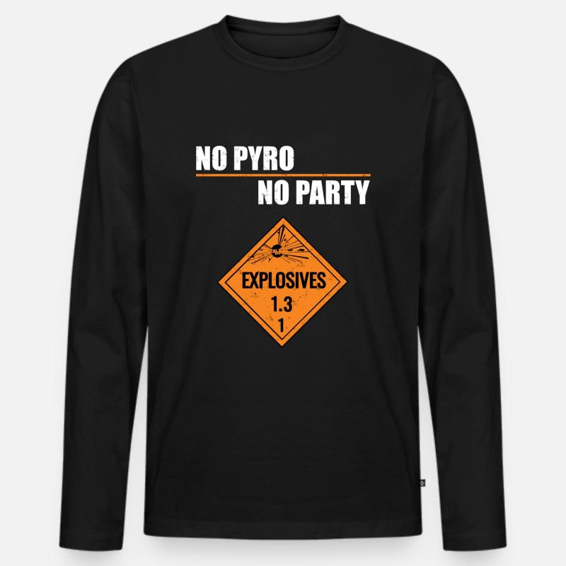 No Pyro No Party - Männer Premium Bio Langarmshirt - Schwarz