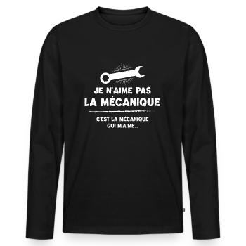 Super mécano cadeau drôle mécanique humour garage - T-shirt manches longues Premium bio Homme - noir - Devant - Nico (187cm)