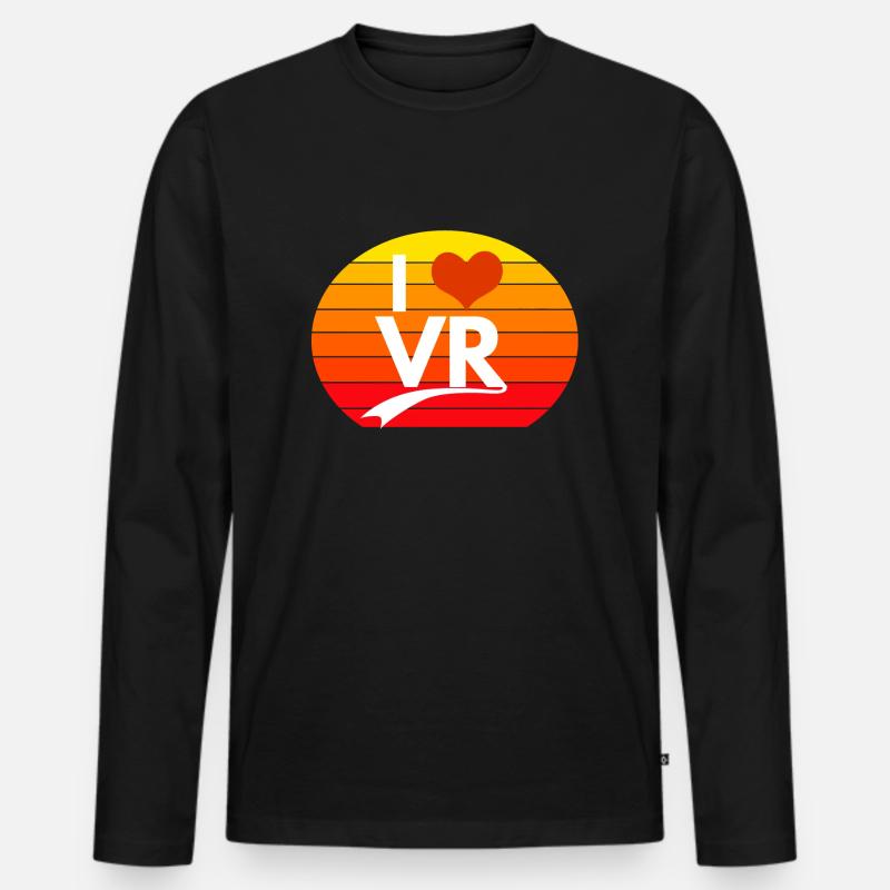 I Love Vr Sunset - Männer Premium Bio Langarmshirt - Schwarz