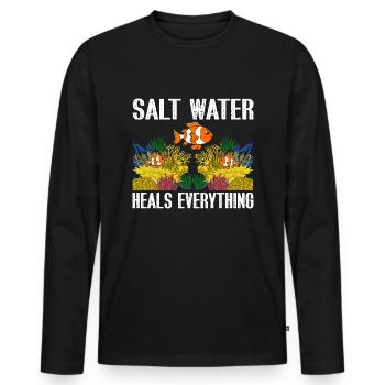 Plongeurs en eau salée Plongée Biologiste marin Sea Ozea - T-shirt manches longues Premium bio Homme - noir - Devant - Nico (187cm)