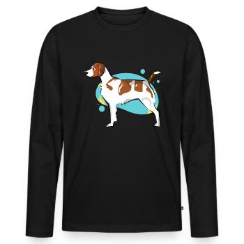 Brittany Dog - Men's Premium Organic Long Sleeve Shirt - black - Front - Nico (187cm)