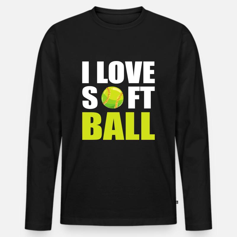 Softball Softball-Spieler - Männer Premium Bio Langarmshirt - Schwarz